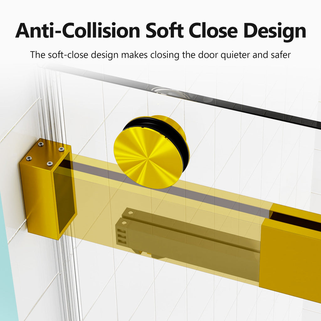 Frameless Double Sliding Soft-Close Shower Door - 56-60" Width x 76" Height