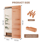 Full Length Wall Mounted Mirror with Shelf and Hook - Dark Brown, White, or Light Brown