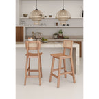 Versailles Counter Stool with Cane Backrest - Light Brown or Black