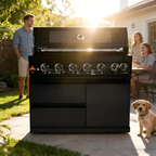 43-Inch Stainless Steel BBQ Grill with Soft-Closing Hinges - Black