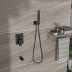 Modern Shower System with Waterfall Tub Spout - Black or Gray