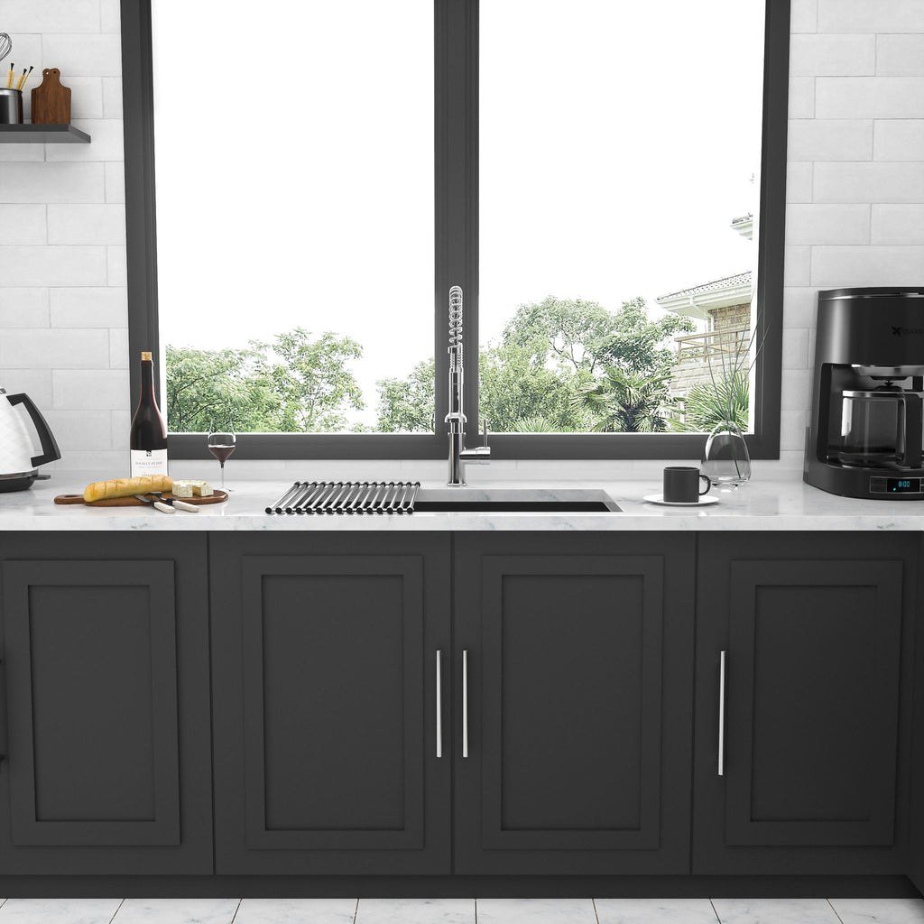 Black Undermount Kitchen Sink with Soundproof Pads - Stainless Steel