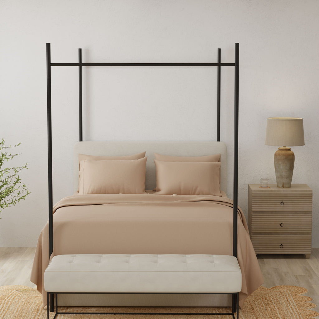 Brushed Hypoallergenic Split Sheet Set with Deep Pockets - White, Beige, Light Brown