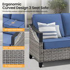 73.4" Wide Outdoor Wicker Sofa with High-Resilience Cushions - Natural