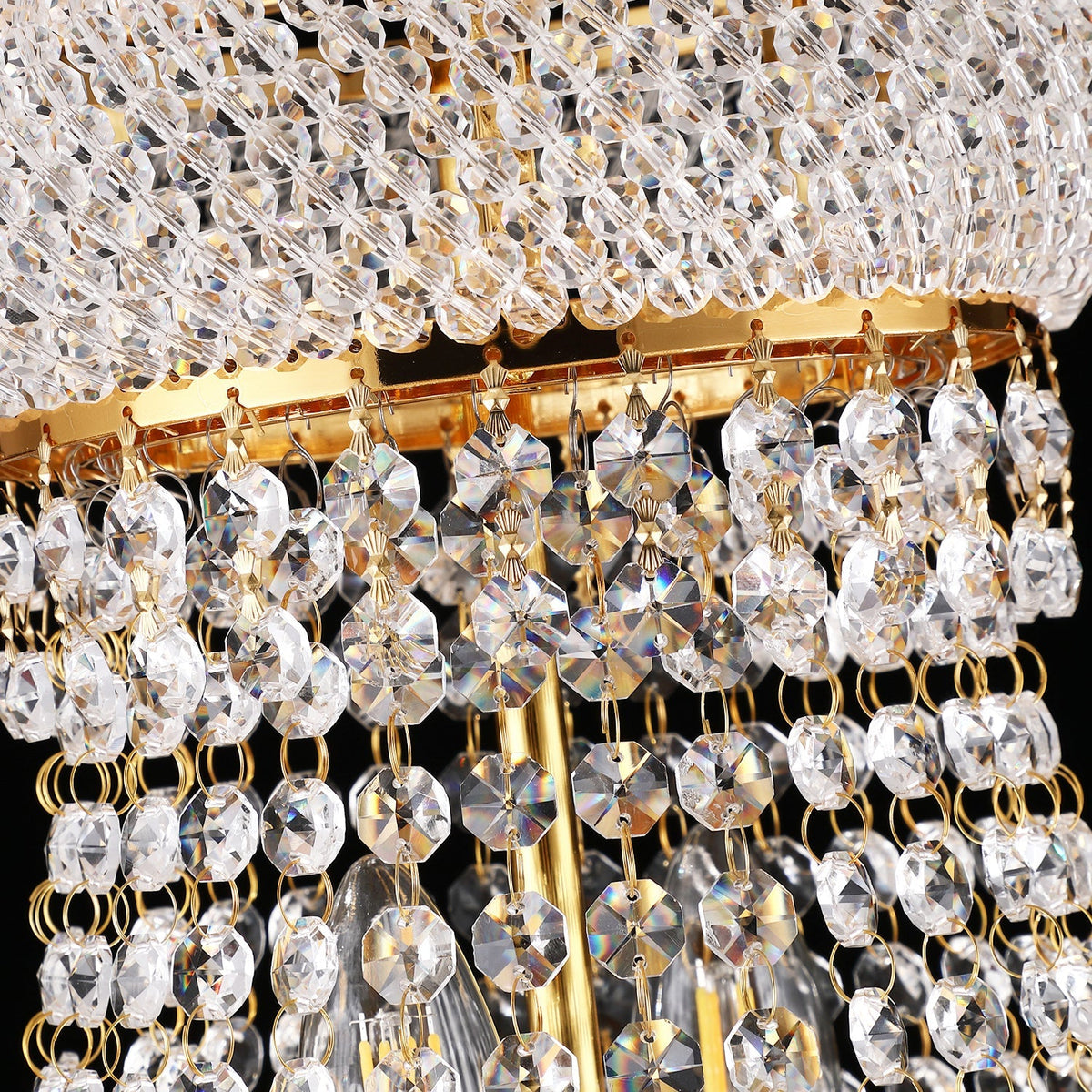 24-Inch Gold Crystal Chandelier with 12 LED Lights - Gold