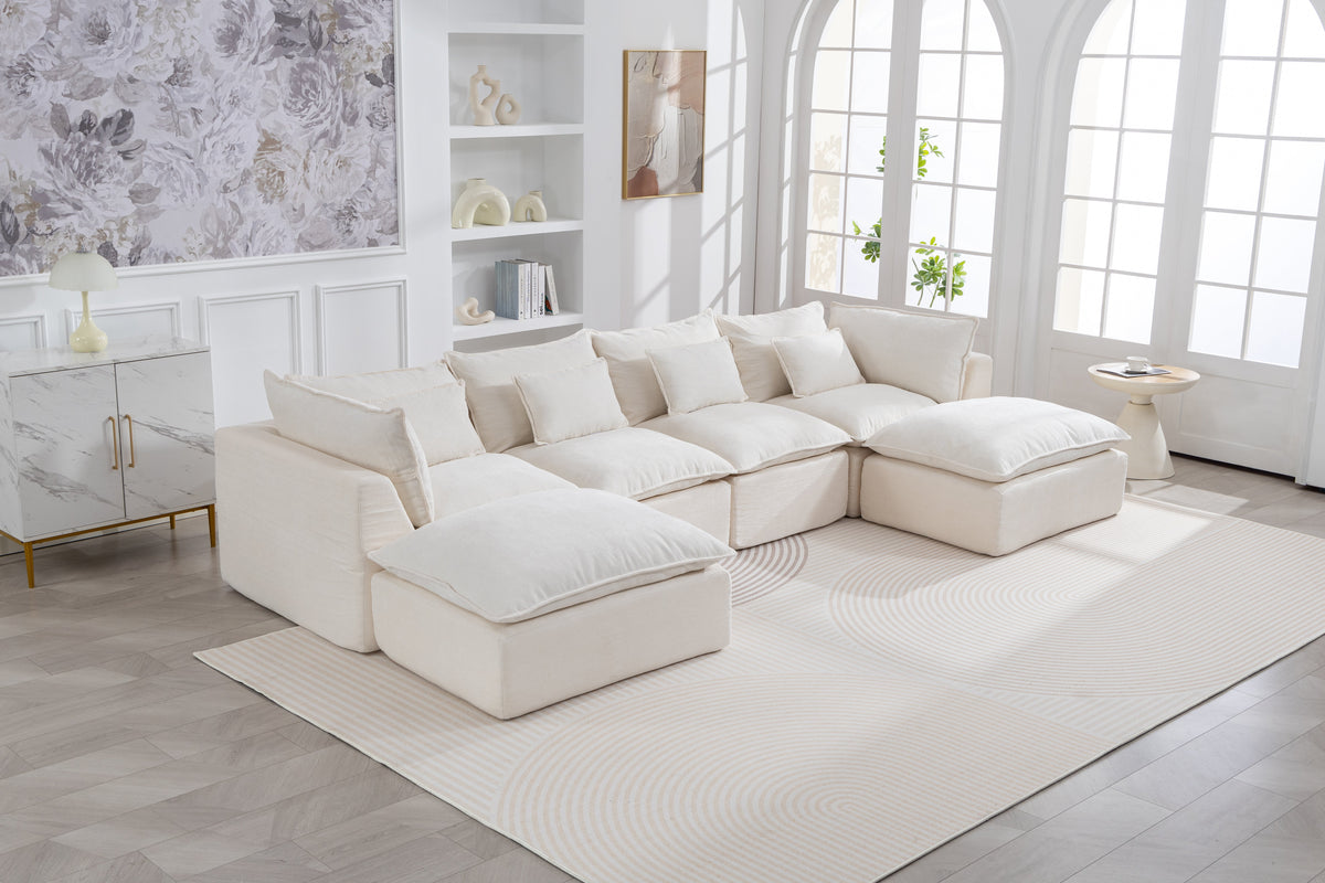 Cloud Couch Oversized Modular Sectional Sofa with Flexible Configuration - Antique White or Grey