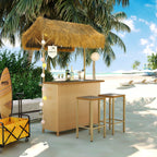 Hawaiian-Style Bar Height Patio Set with Acacia Wood Top - Natural