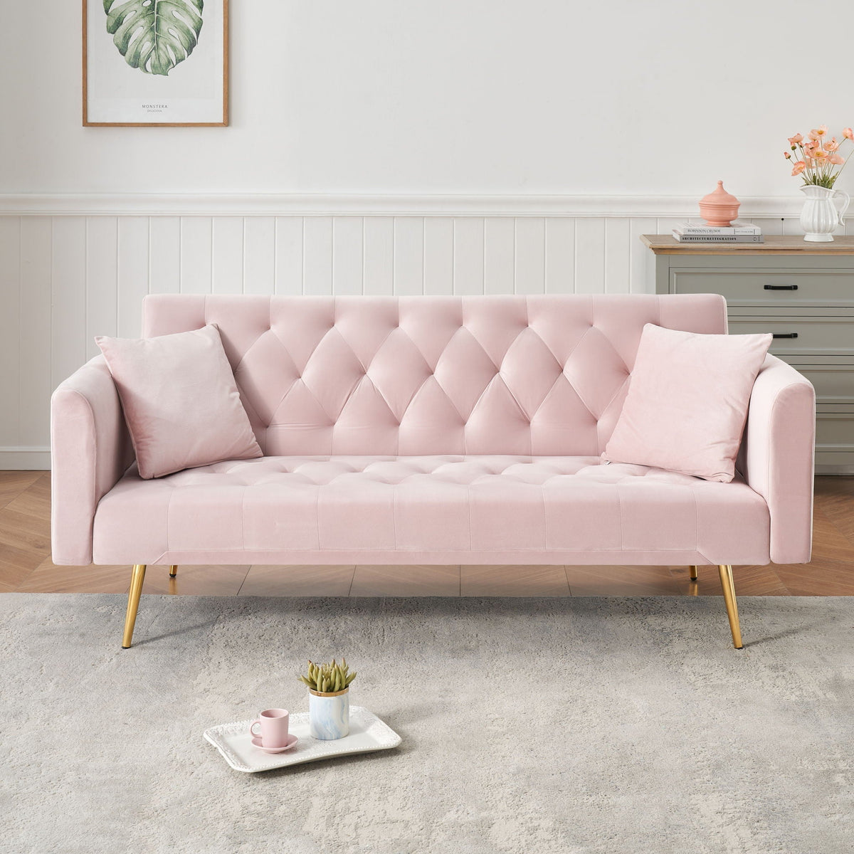 Convertible Fabric Futon Sofa Bed with Adjustable Positions - Multiple Colors