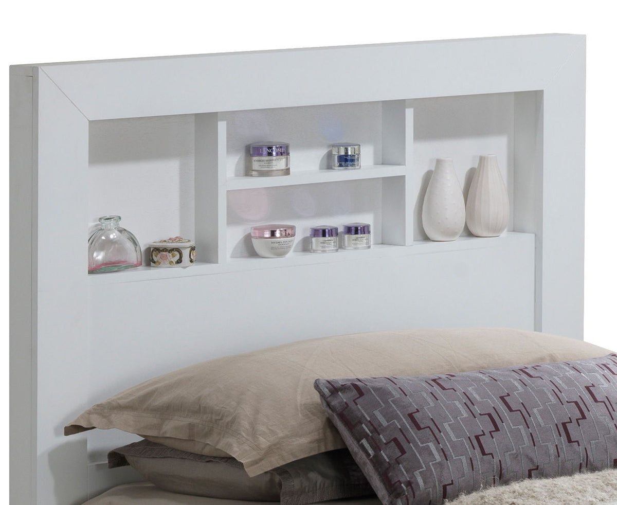 Transitional Storage Bed with Headboard Shelving - Multiple Colors