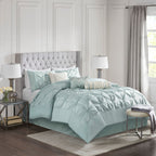 7 Piece Tufted Comforter Set Seafoam California King