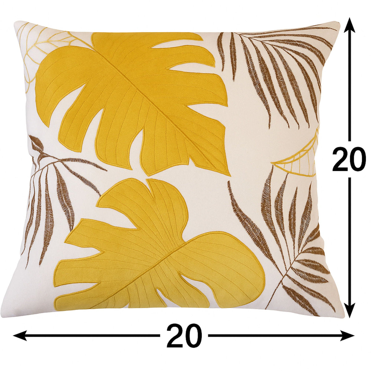 Autumn Vibes Leaf Accent Pillow with Soft Texture - Green, Dark Gray, Light Blue, Yellow, Orange