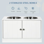 Large Elevated Dog Bowls with Storage Cabinet - Stainless Steel Feeder