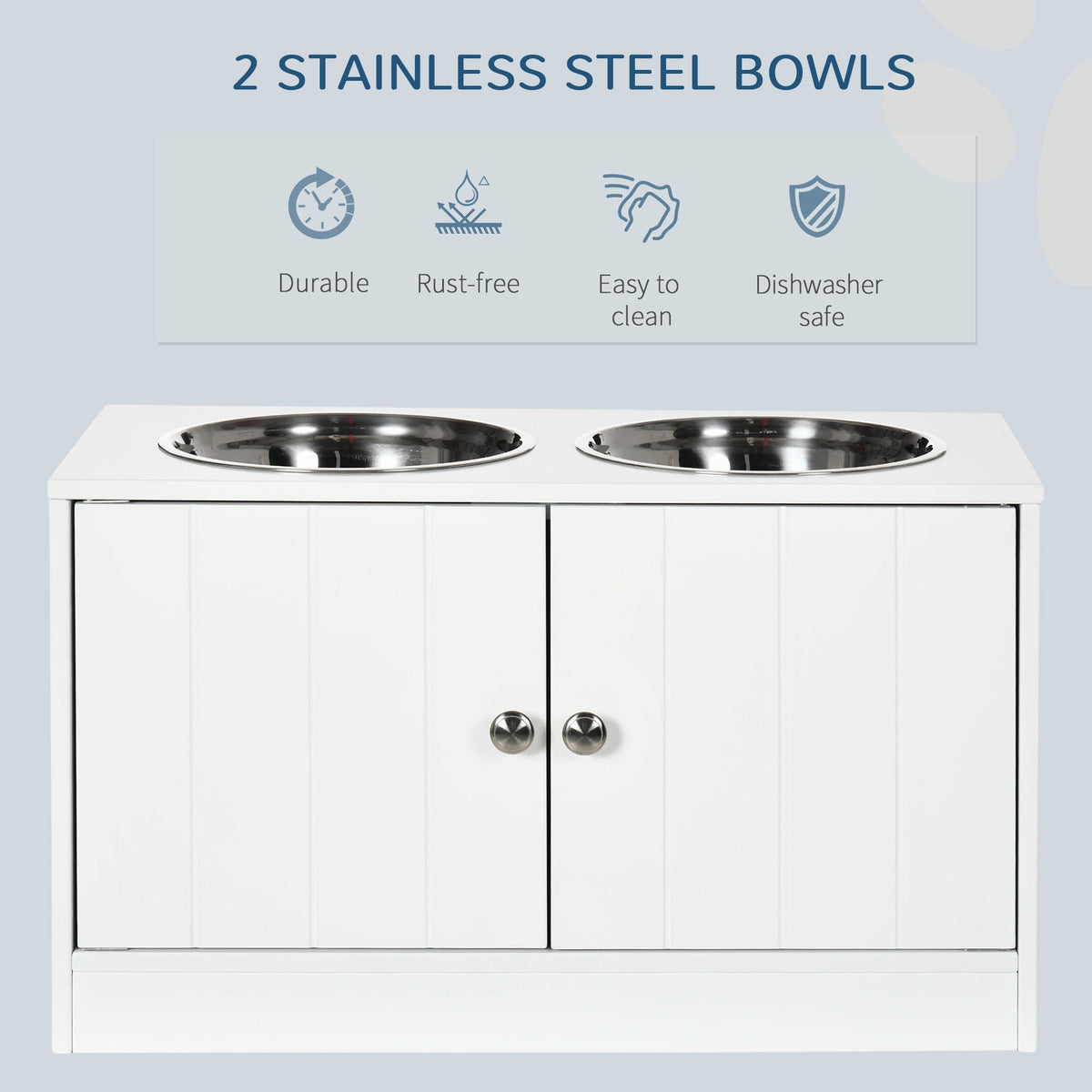 Large Elevated Dog Bowls with Storage Cabinet - Stainless Steel Feeder