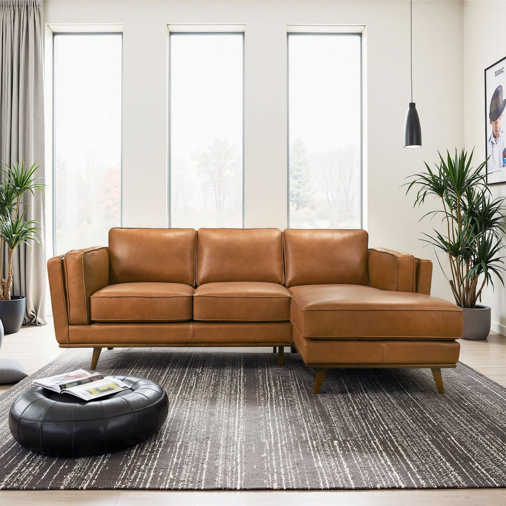 Light Brown Sectional Sofa with Removable Cushions - Left or Right Arm Facing