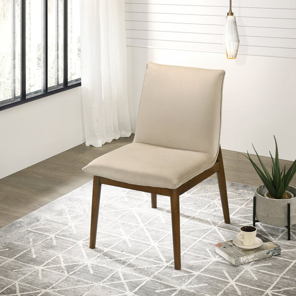 Monza Contemporary Dining Chair Set with Solid Wood Frame - Beige or Dark Green