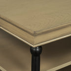 Wood Coffee Table with Black Legs and Open Storage Shelves - Brown