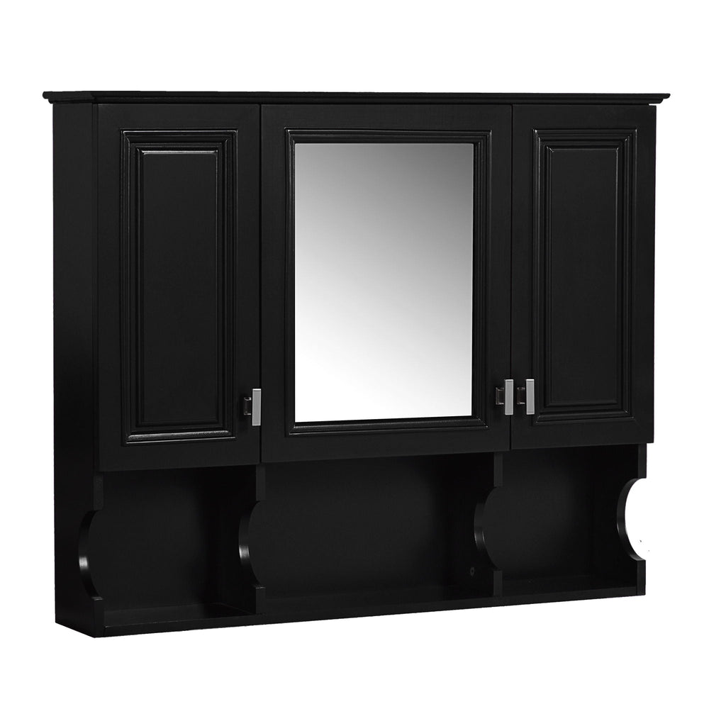 Wall Mounted Bathroom Medicine Cabinet With Mirror & Open Shelves