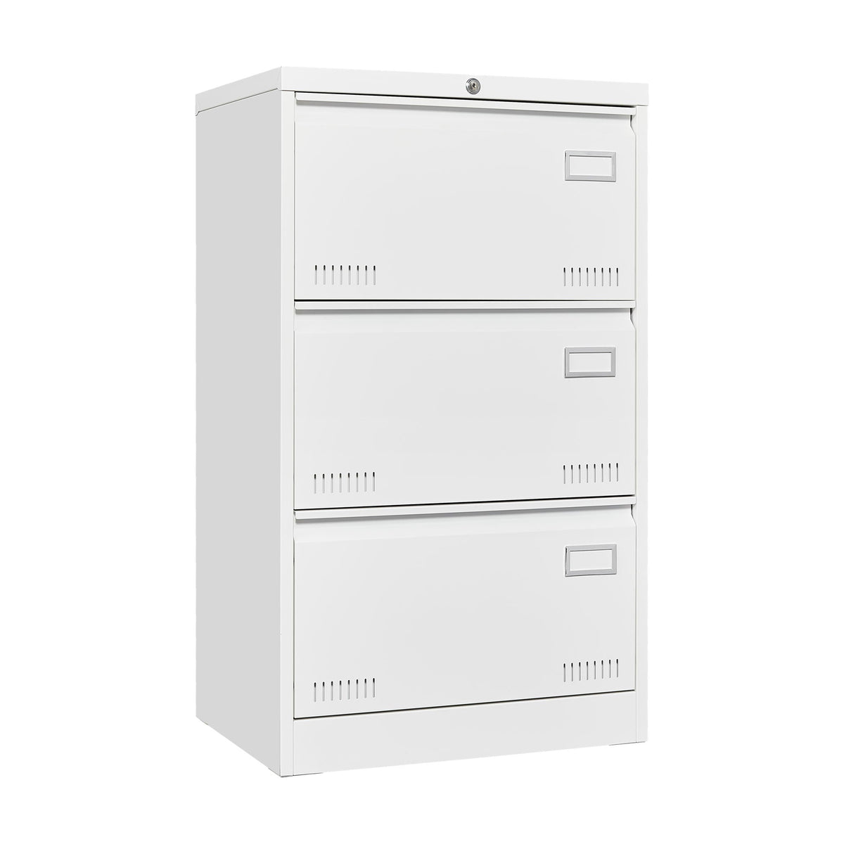 Locking Metal Filing Cabinet 3 Drawer - Multiple Sizes, Black or White