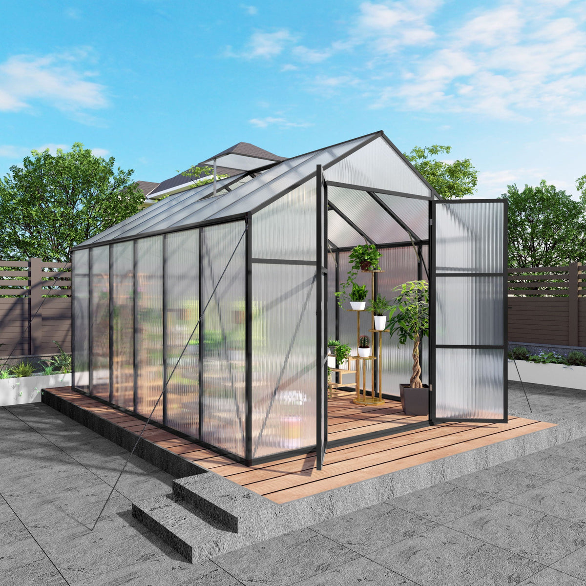 Gain Height Windproof Greenhouse with Heavy-Duty Frame - Black