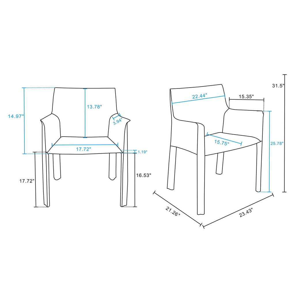 Vogue Dining Chair with Metal Frame - Light Brown or Dark Gray