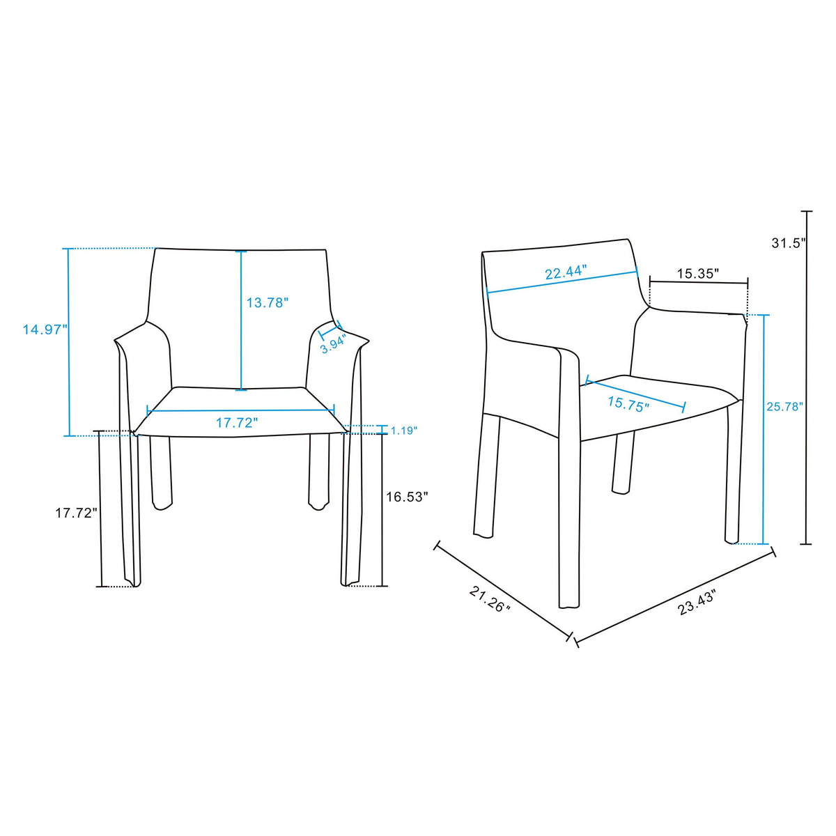 Vogue Dining Chair with Metal Frame - Light Brown or Dark Gray