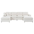 130.3" Chenille Modular Sectional Sofa with Removable Cushions - 6-Seater