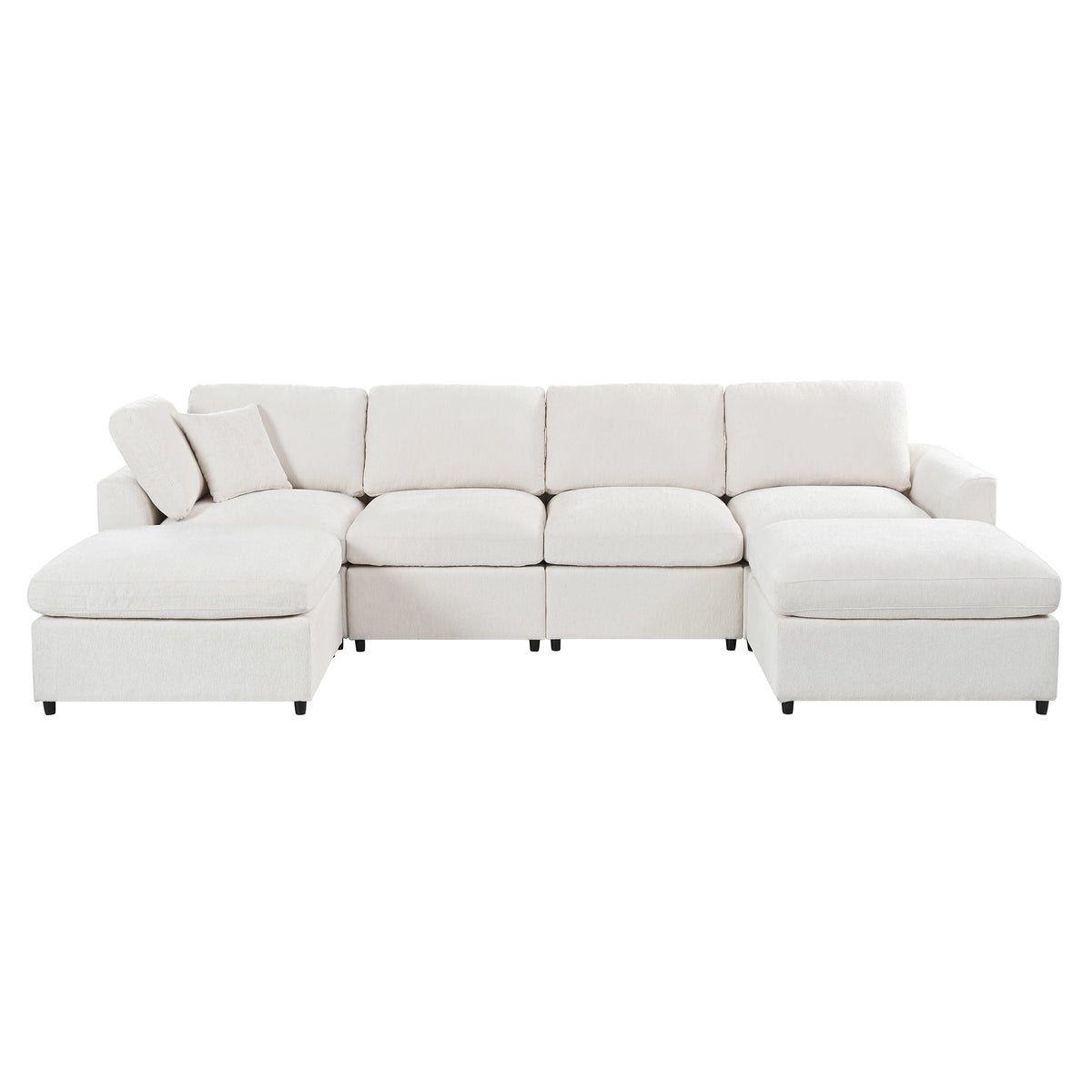 130.3" Chenille Modular Sectional Sofa with Removable Cushions - 6-Seater