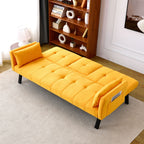 Foldable Sofa Bed with Cup Holder and Solid Wood Frame - Multiple Colors