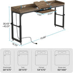 Adjustable Overbed Table with Wheels, Queen Size Mobile Desk - Dark Gray