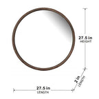 Round Wood Wall Mirror with Durable Fir Frame - Light Brown