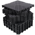 25pcs Plastic Garage Floor Mats with Interlocking Non-Slip Surface - Black or Yellow