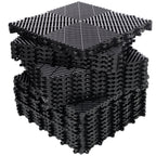 25pcs Plastic Garage Floor Mats with Interlocking Non-Slip Surface - Black or Yellow
