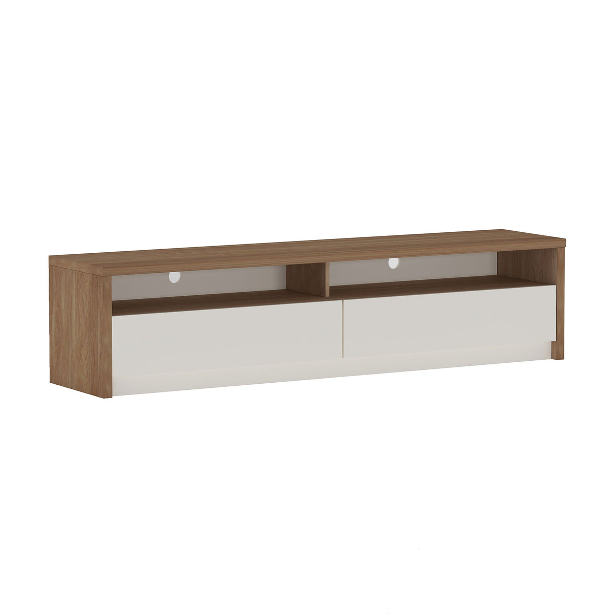Modern 70" TV Stand with Full Extension Drawers - White or Light Brown