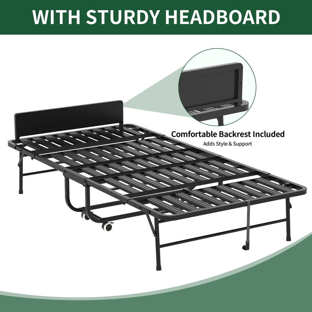 Twin Adjustable Headboard Folding Bed With Memory Foam Mattress