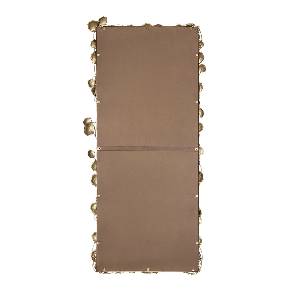 Full Length Floor Mirror with Gold Leaf Accents - Gold