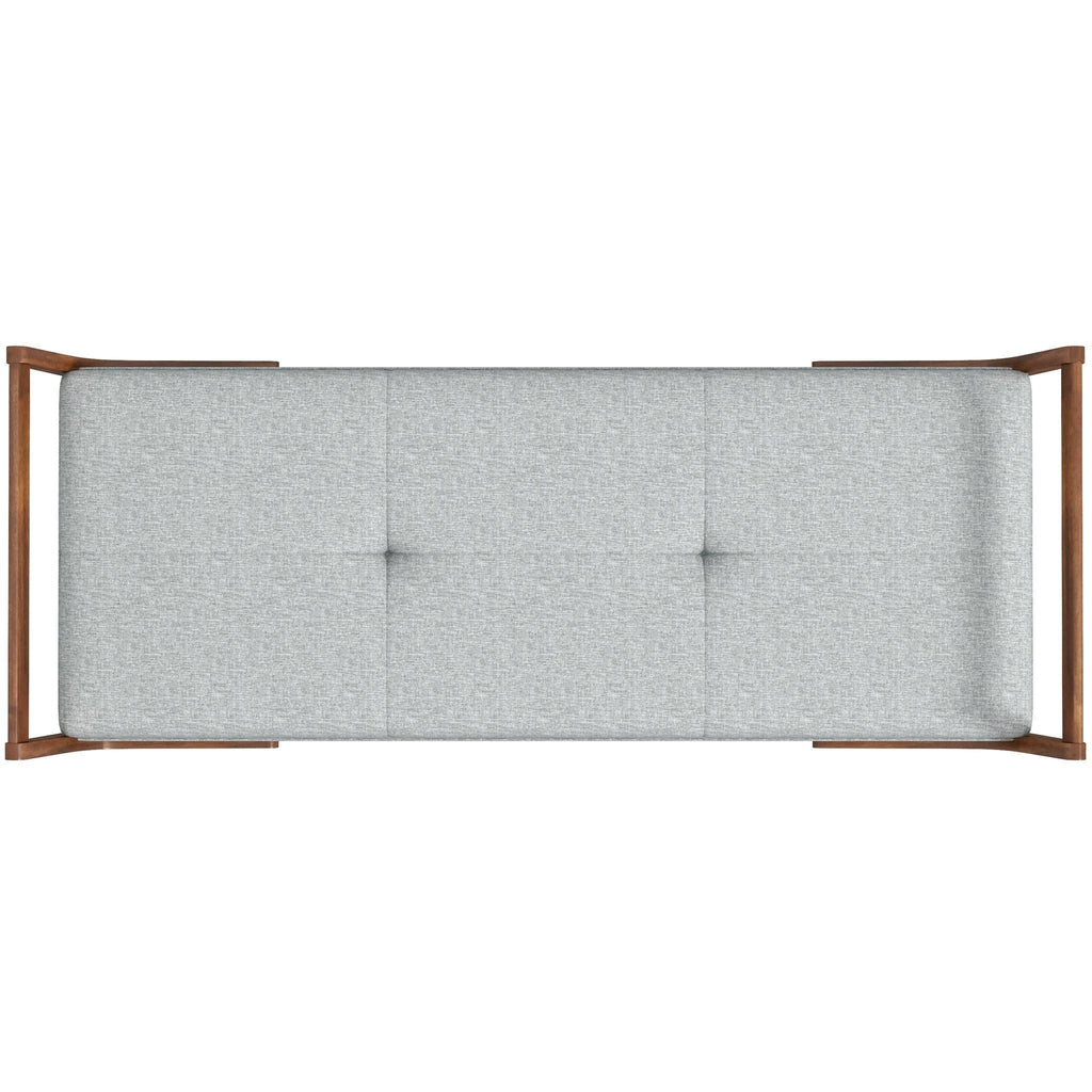 Gray Upholstered Bench with Biscuit Tufting - 51.2" Wide