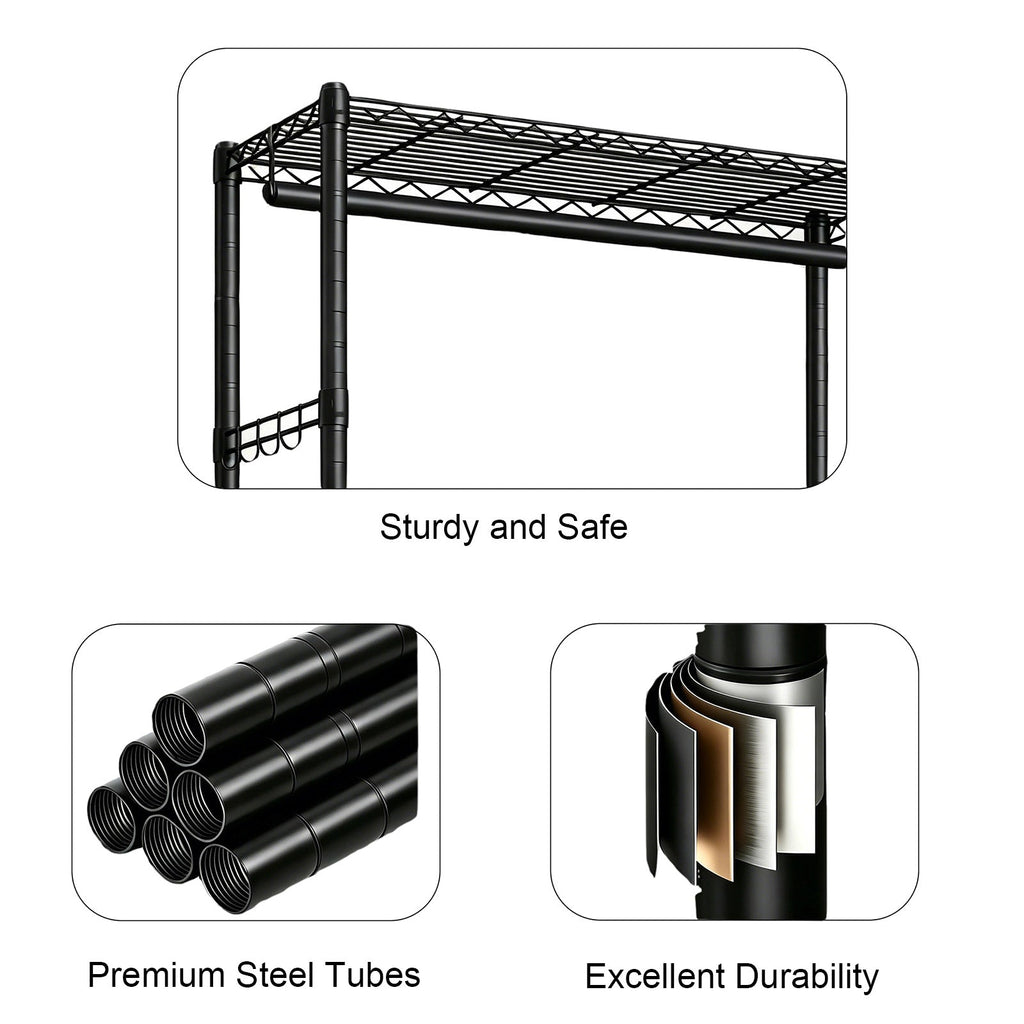 Freestanding Garment Rack with Dust Cover – Iron Frame, Mobile - Black