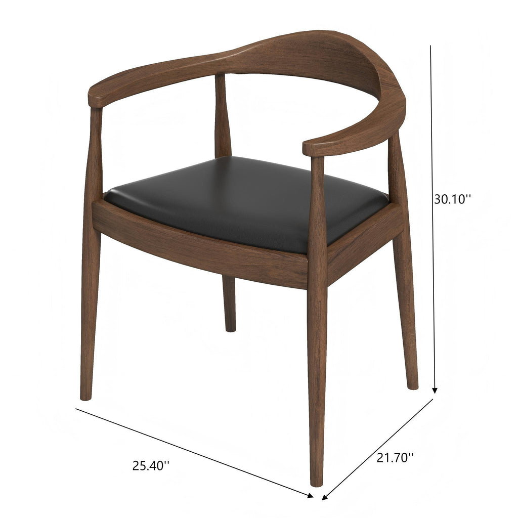 Mid-Century Modern Dining Chair with Armrests - Dark Gray or Dark Brown