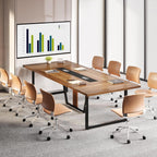 Conference Table for 8–10 People with Cable Management - Brown / Black