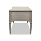 Dauphin 5 Drawer Executive Desk with Solid Rubber Hardwood - Gray or Light Brown