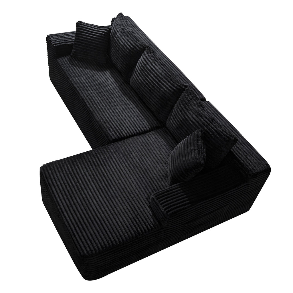 Corduroy Sectional Sofa with L-Shape Chaise - 106.3" Cloud Modular in Charcoal
