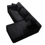 Corduroy Sectional Sofa with L-Shape Chaise - 106.3" Cloud Modular in Charcoal