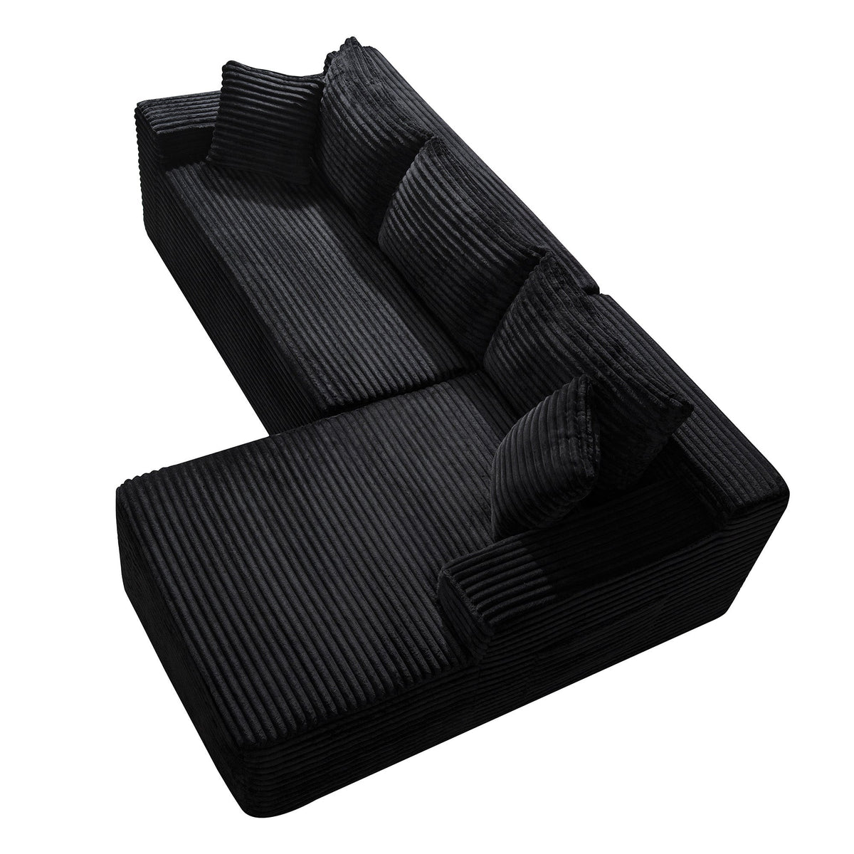 Corduroy Sectional Sofa with L-Shape Chaise - 106.3" Cloud Modular in Charcoal