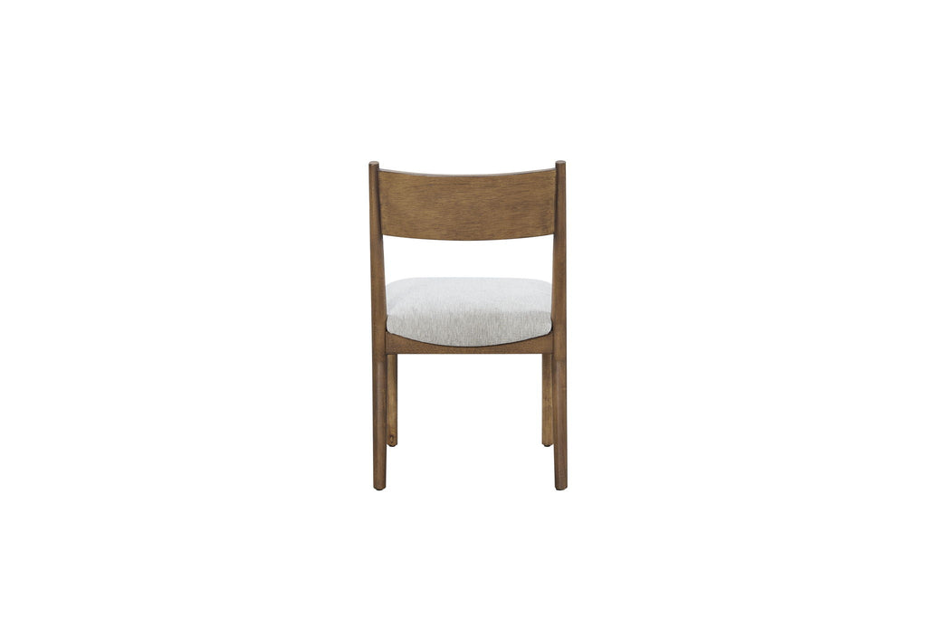 Light Brown Dining Chairs with Solid Wood Frame and Upholstered Seat - Set of 2