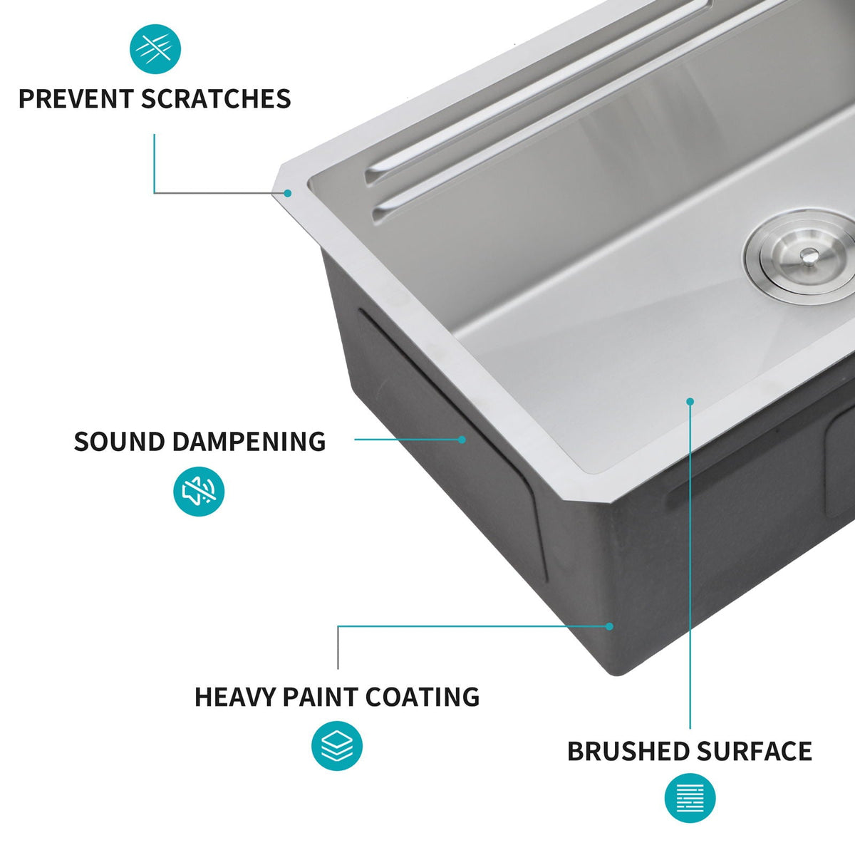 Undermount Stainless Steel Kitchen Sink with Pull Down Faucet & Ledge Workstation - Gray or Black