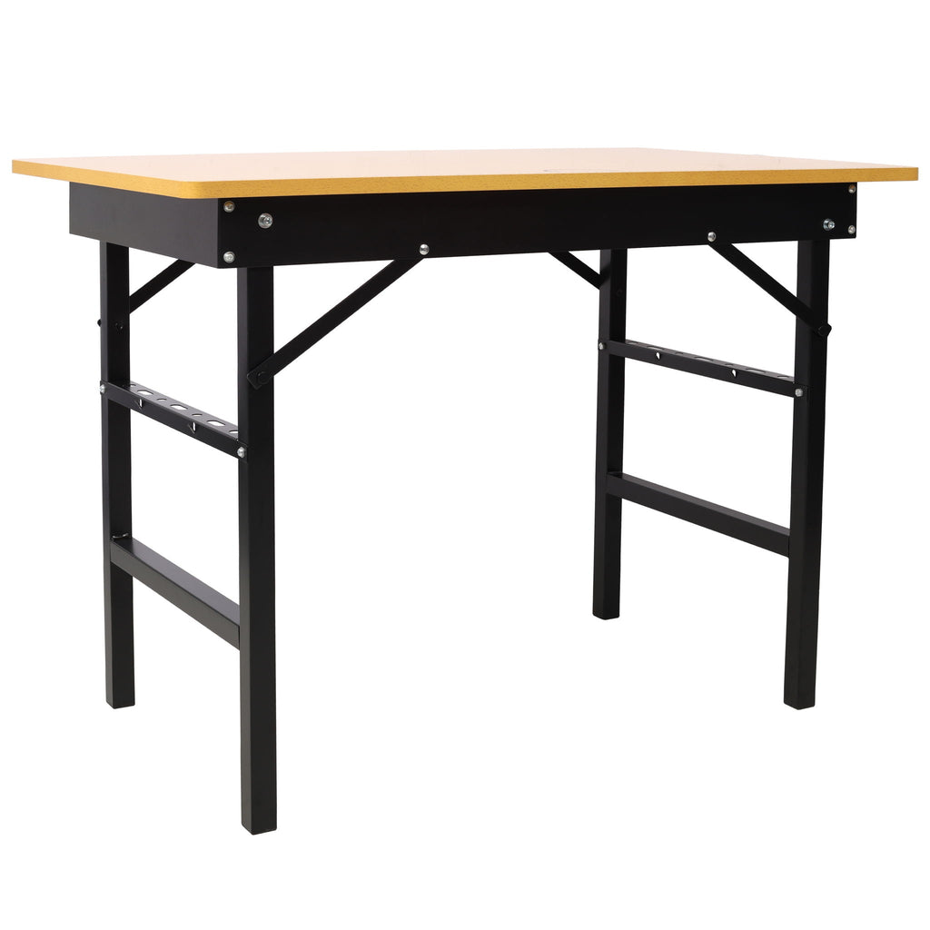 Portable Folding Work Table with Measuring Tape and Angle Finder - Black