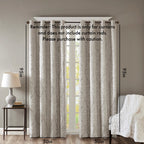 Knitted Jacquard Damask Total Blackout Curtain Panel with Silver Grommets - Silver