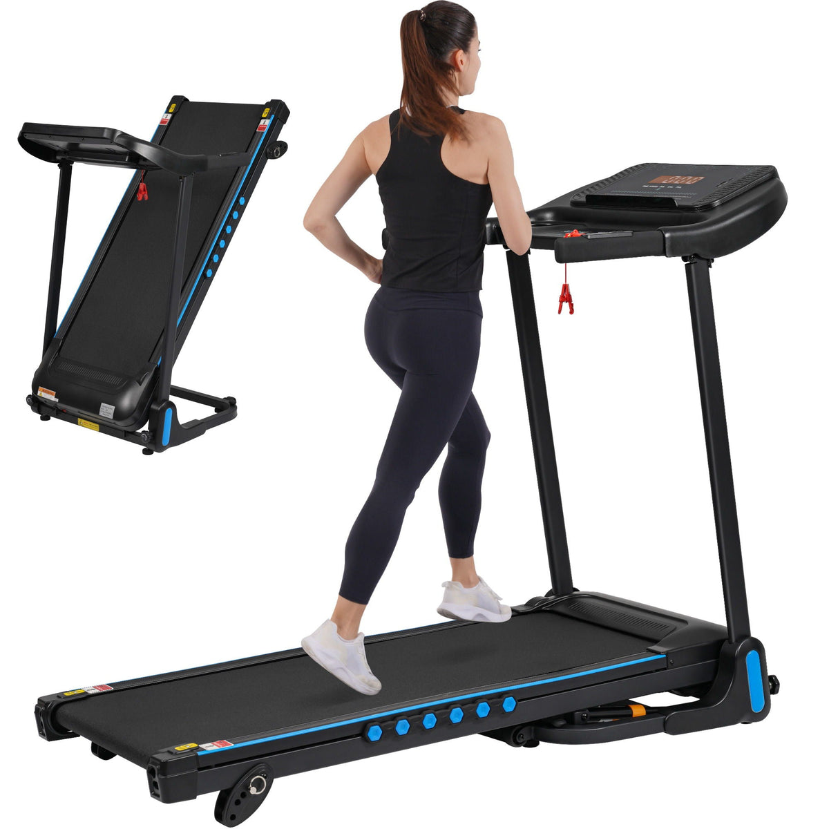 Incline Treadmill for Running & Walking with Hydraulic Folding - Black