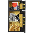 Large Double Door Digital Security Safe with Fireproof and Waterproof Bag - Black