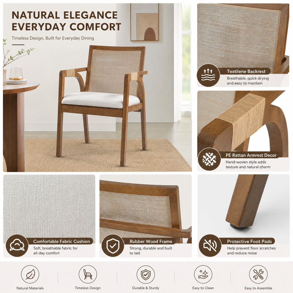 7-Piece Dining Table Set for 6, 71" Rectangular